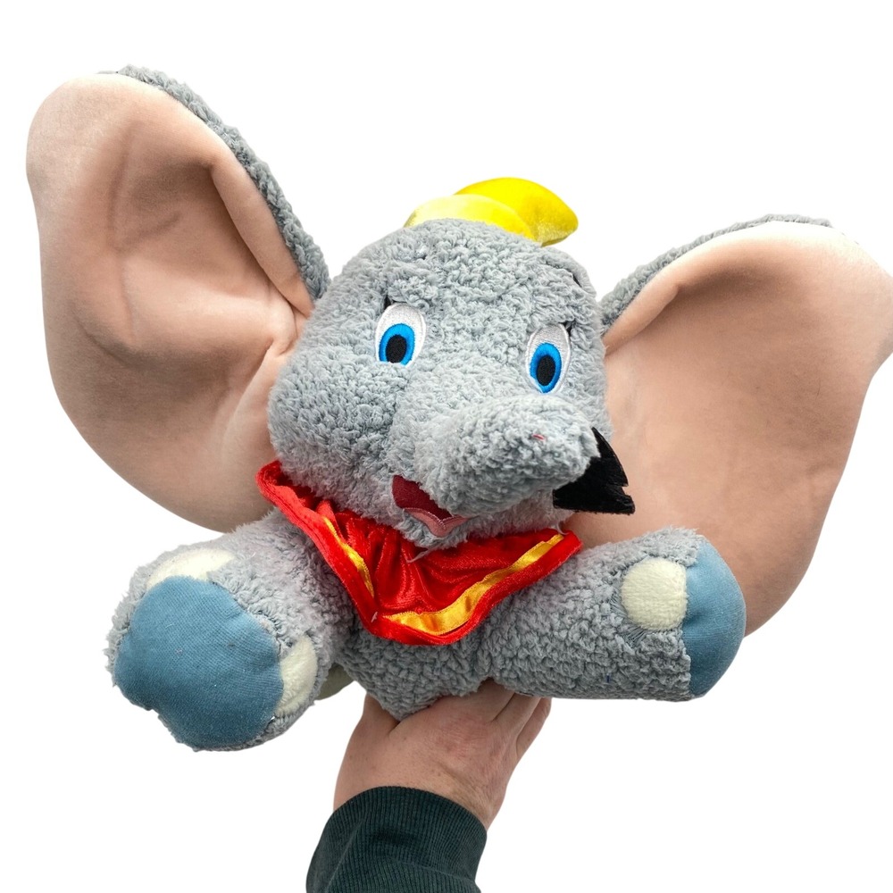 Disney Parks Dumbo 14" Plush Stuffed Elephant Yellow Hat Red Scarf Authentic